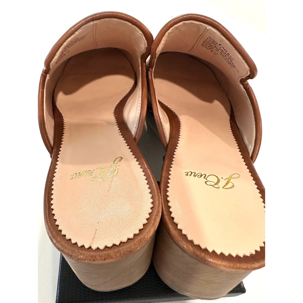 J.Crew‎ Boho Leather Clogs Tan Brown Gold Studded Mule Block Heel AQ675 Size 6.5 - Picture 6 of 7